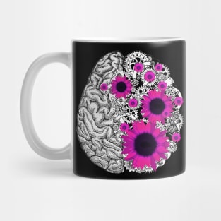 Brain human anatomy,pink sunflowers, mental Mug